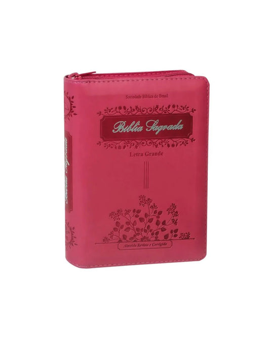 Bíblia Sagrada Raminhos | ARC | Letra Grande | Capa Pink C/ Zíper e Indice