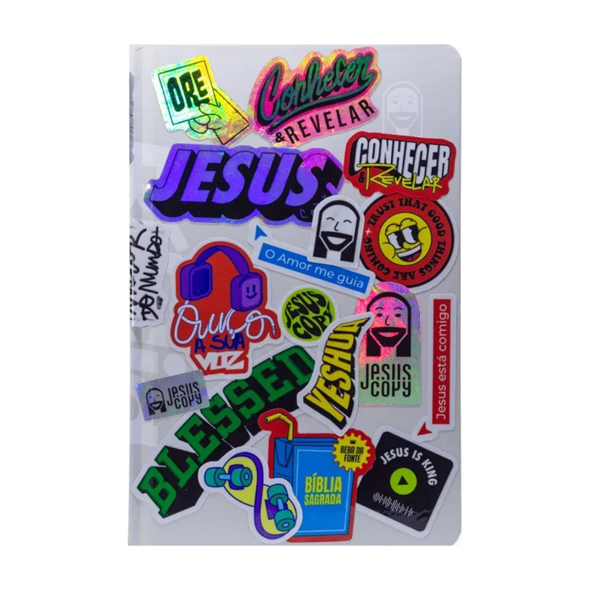 Bíblia Jesus Copy Sticker | NVI | Letra Normal | Capa Dura Off-White