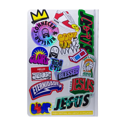 Bíblia Jesus Copy Sticker | NVI | Letra Normal | Capa Dura Off-White