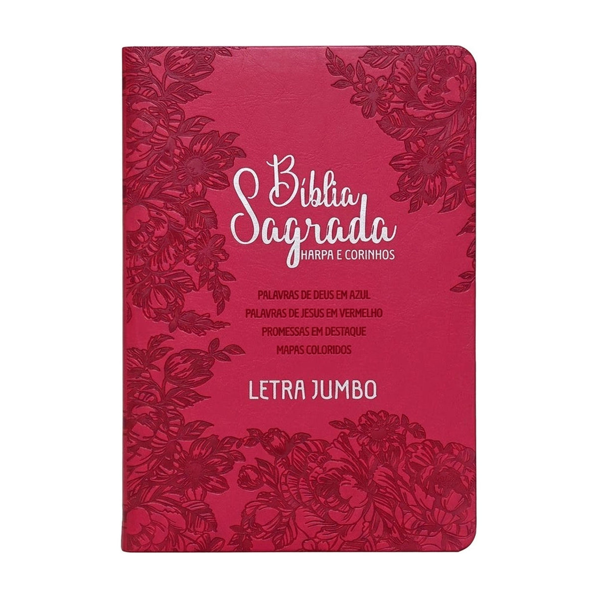 Bíblia Sagrada Letra Jumbo | ARC | Harpa Avivada e Corinhos | Capa PU Luxo Jardim Pink