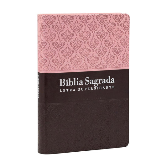 Bíblia Sagrada | Letra Supergigante | ARC | Capa Luxo Rosa e Marrom