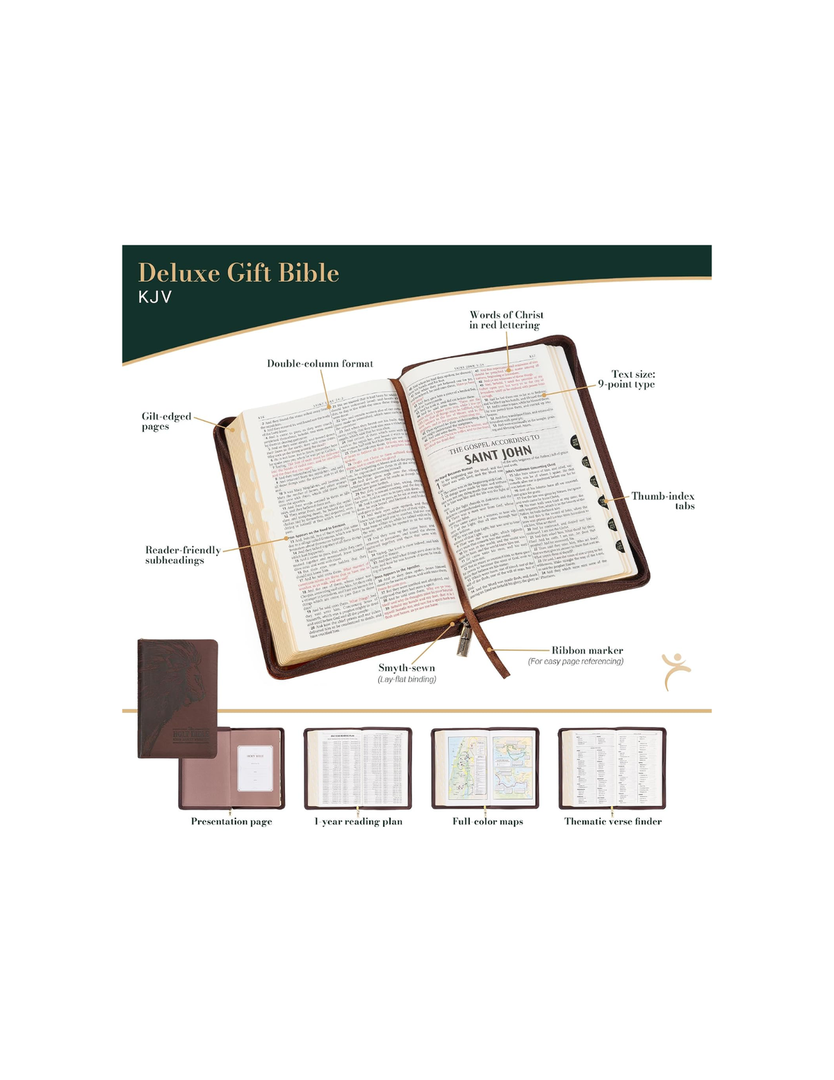 KJV The Holy Bible Brown Lion Ziper