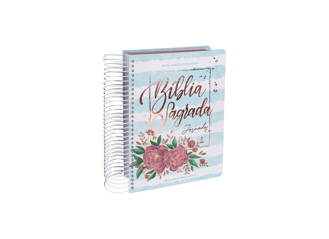 Bíblia Sagrada Jornada Espiral | NAA | Letra Média | Capa Aquarela Azul
