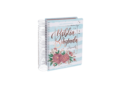 Bíblia Sagrada Jornada Espiral | NAA | Letra Média | Capa Aquarela Azul