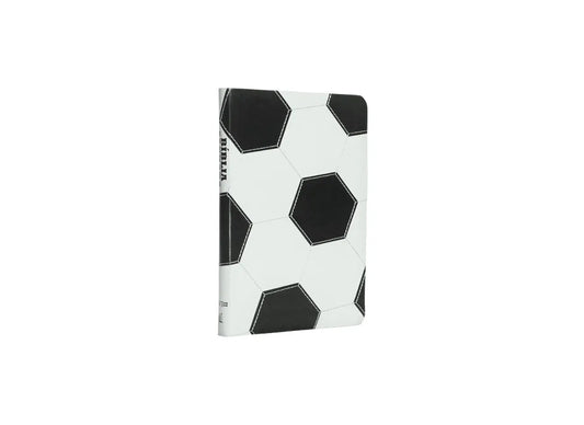 Bíblia Sagrada Slim Futebol | NVI | Capa Luxo Couro Soft Preto e Branco 