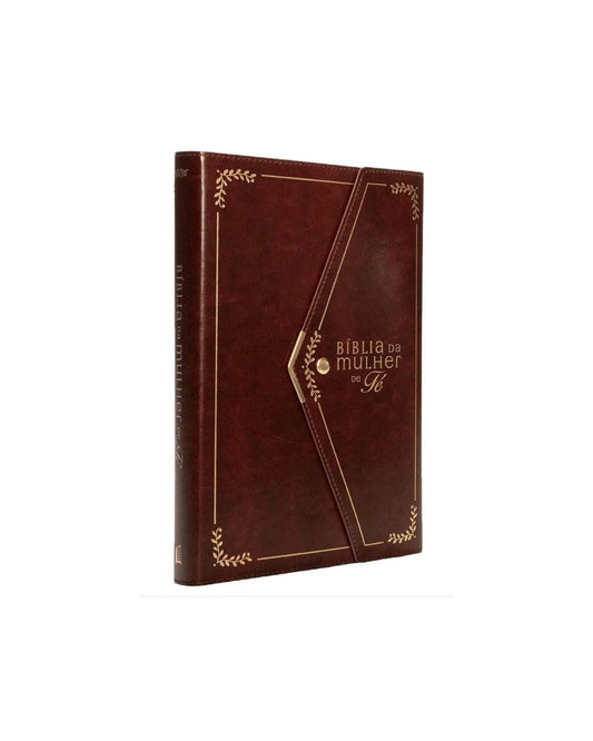 Bíblia Da Mulher De Fé | NVI | Letra Grande | Courosoft Vinho Com Fechamento Carteira