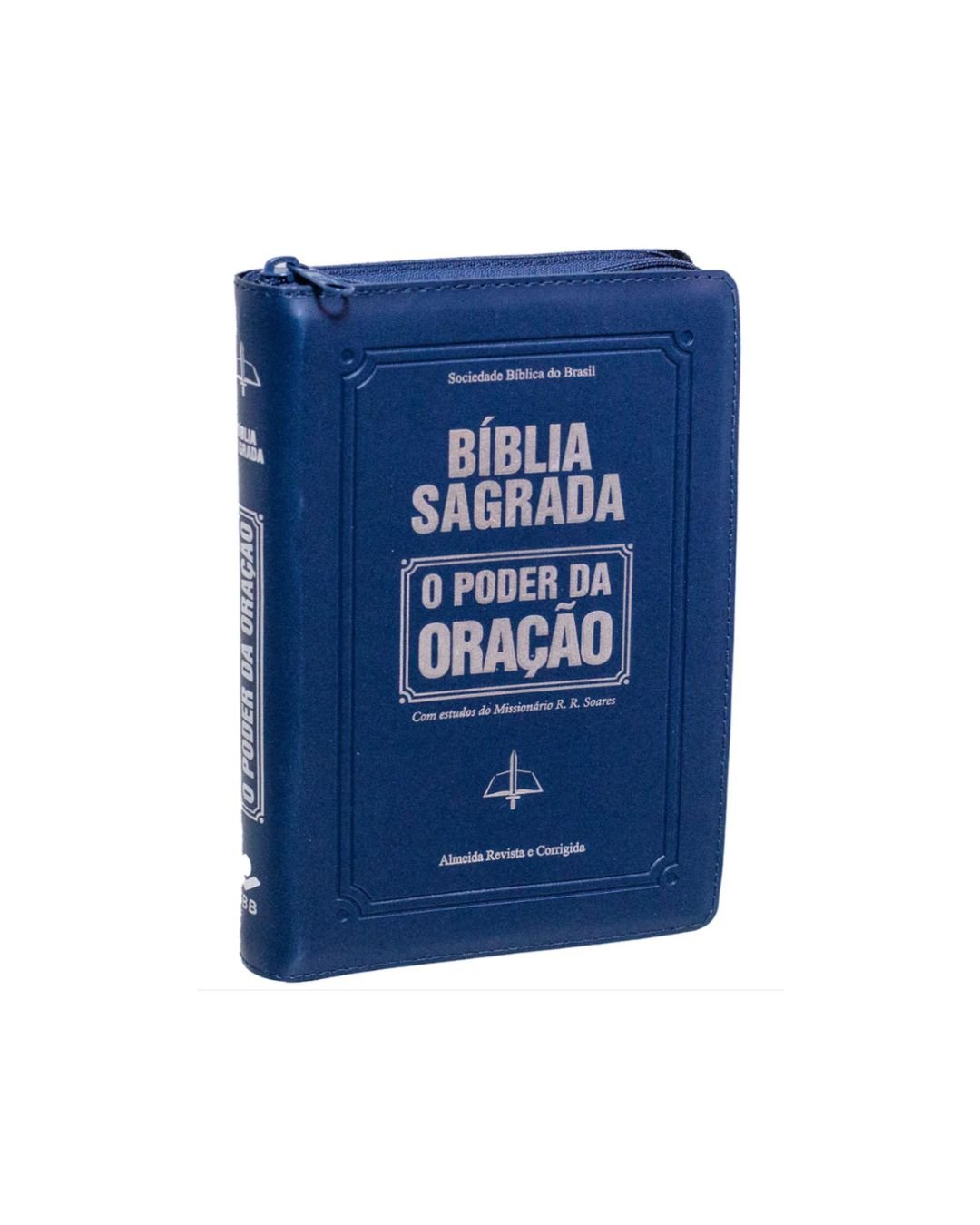 Bíblia Sagrada | O Poder Da Oração | ARC | Letra Grandel | Capa Semi Luxo Azul C/Ziper S/Borda