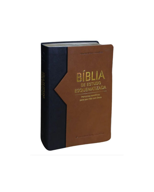 Bíblia De Estudo Esquematizada | ARA | Letra Normal | Capa Luxo Marrom