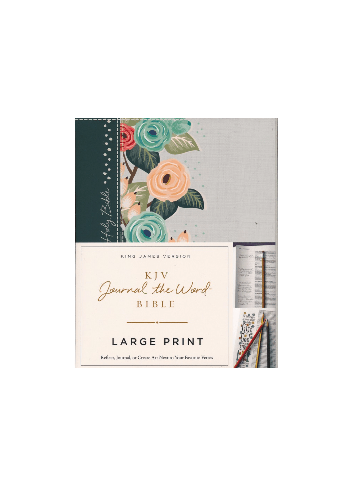 KJV Journal the Word Bible | Large Print, Hardcover, Green Floral Cloth, Red Letter Edition