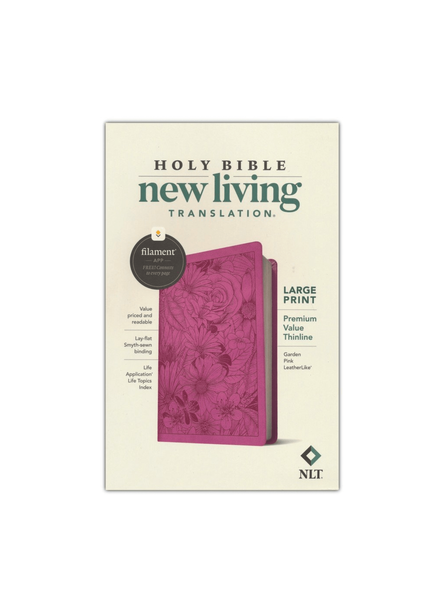 NLT Large Print Premium Value Thinline Bible, Filament Enabled Edition | Soft leather pink