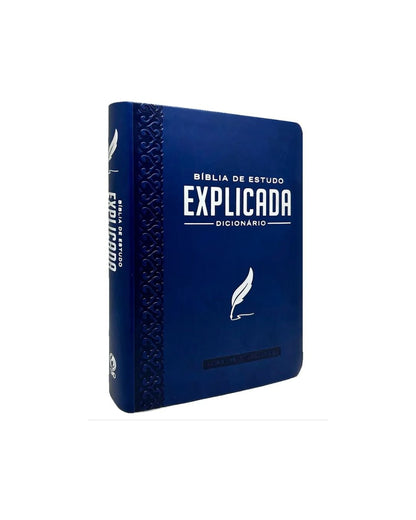 Bíblia De Estudo Explicada | ARC | Letra Média | Luxo Azul