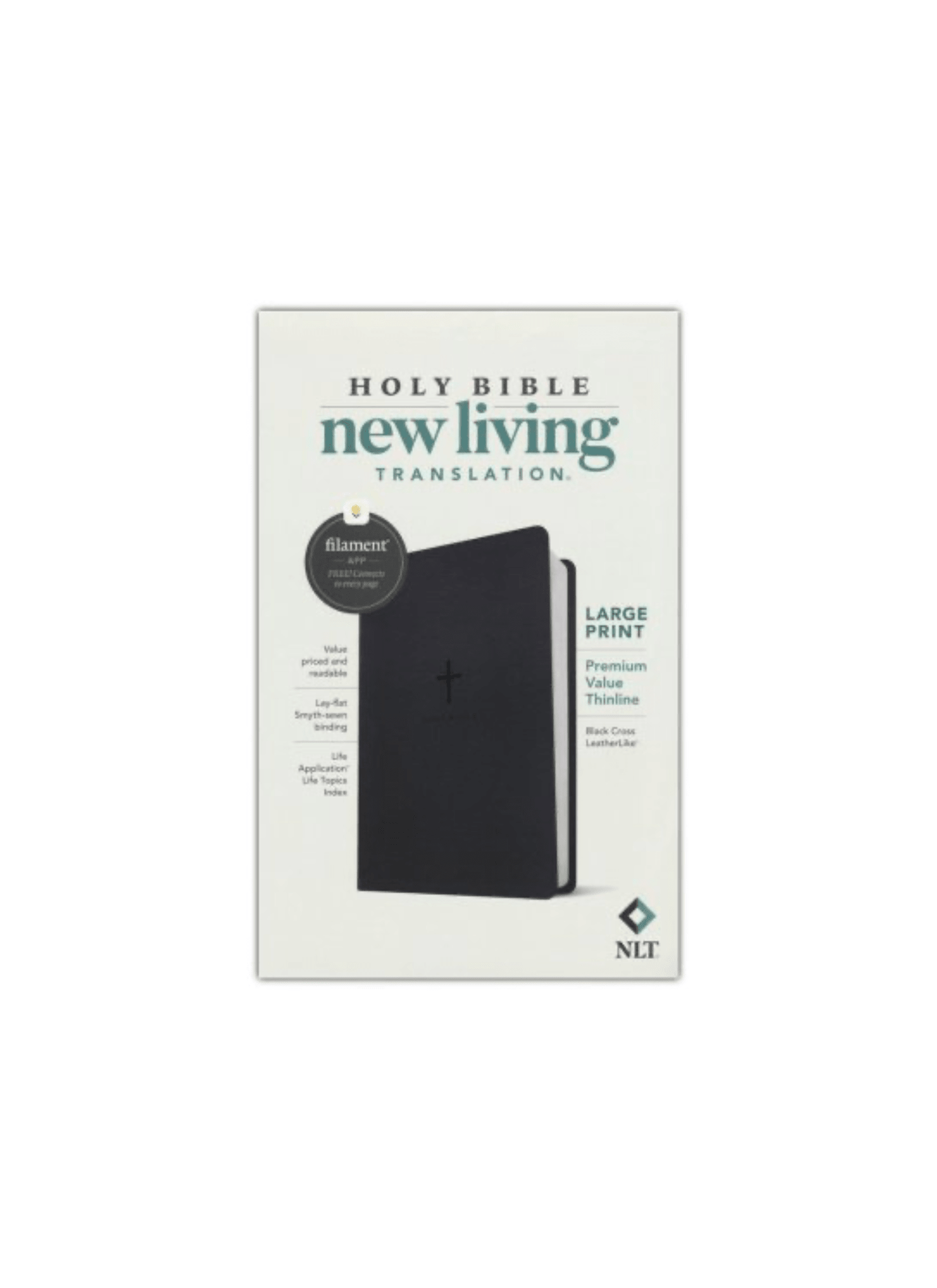 NLT Premium Value Thinline Bible, Large Print, Filament-Enabled | Soft leather black