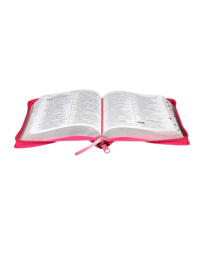 Bíblia Sagrada | Letra Gigante | ARA | Capa Couro Pink / Zíper | c/ Índice