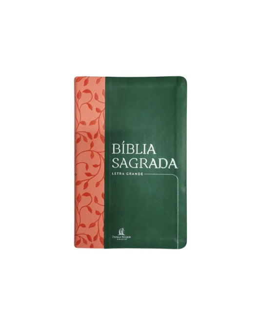 Bíblia Sagrada Folhagem | NVI | Letra Grande | Capa Verde e Ros