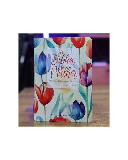 A Bíblia da Mulher | Portátil | NAA | Capa Tulipa Laranja