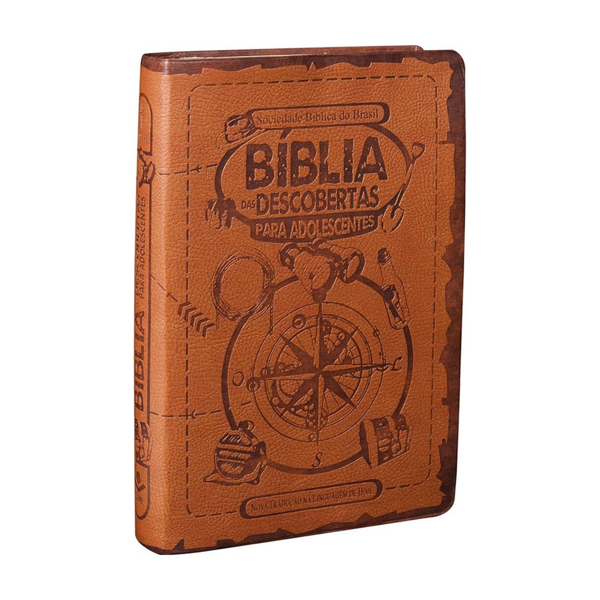 Bíblia das Descobertas para Adolescentes | Letra Normal | NTLH | Capa Couro Marrom Claro Ilustrada
